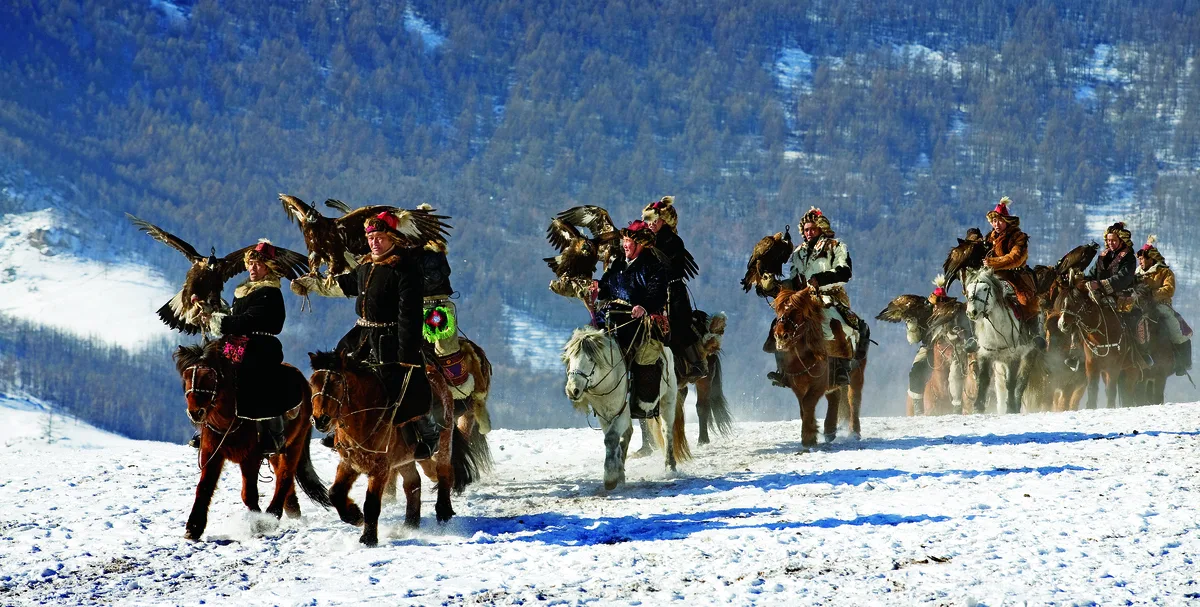 Adlerjagd in den Altai Bergen